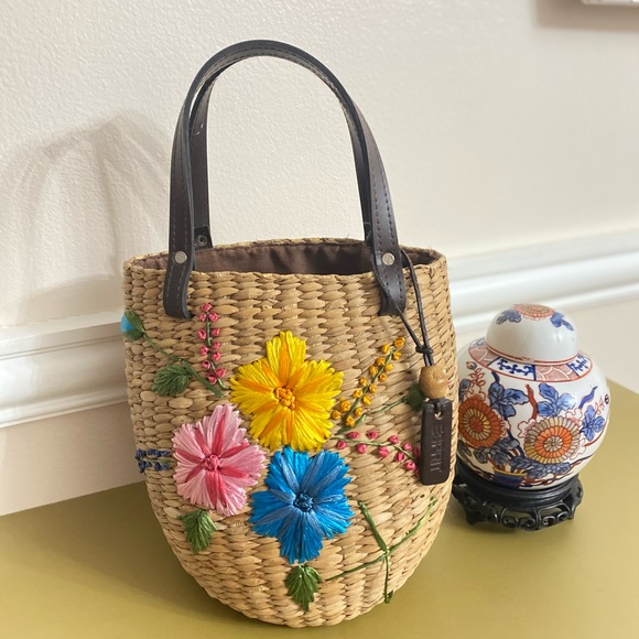 Esprit Handbags - Esprit Woven Straw Purse with Floral Design